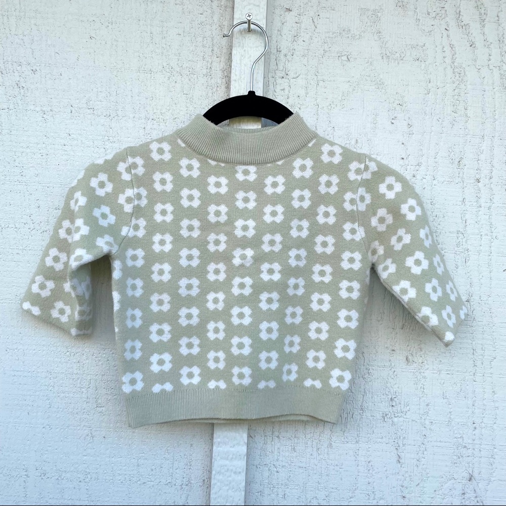 knit floral green princess polly crop top